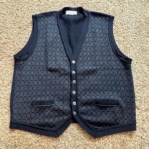 Saks Fifth Avenue Navy Textured Knit Vest